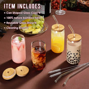 Glass Cup With Lid and Straw