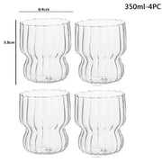 Heat-Resistant Vertical Stripe Glass Mug for Coffee, Tea, and More